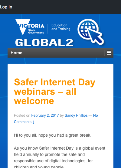 The Global2 website on a small screen