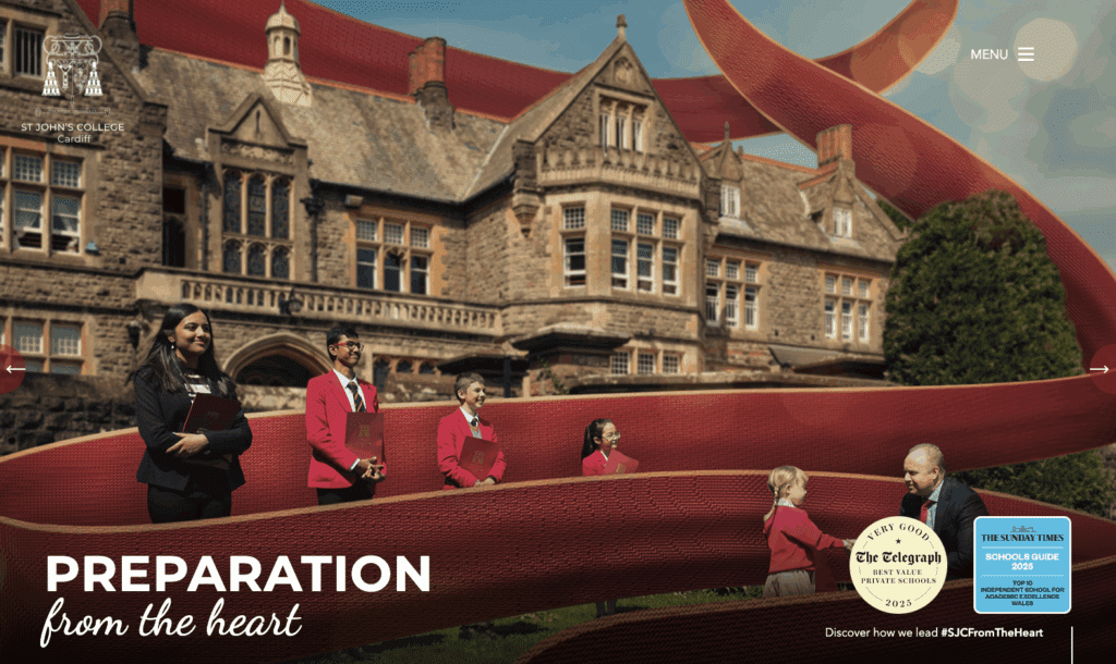St Johns College Cardiff screenshot of website