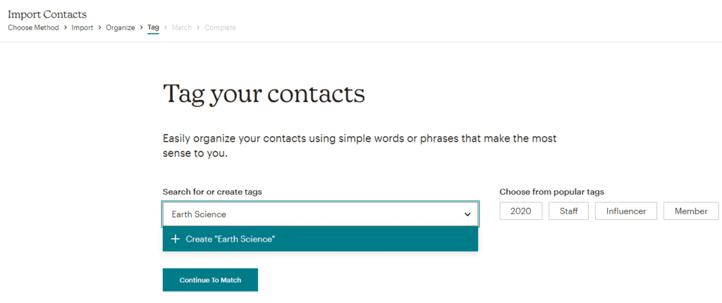 Adding tags to contacts in Mailchimp